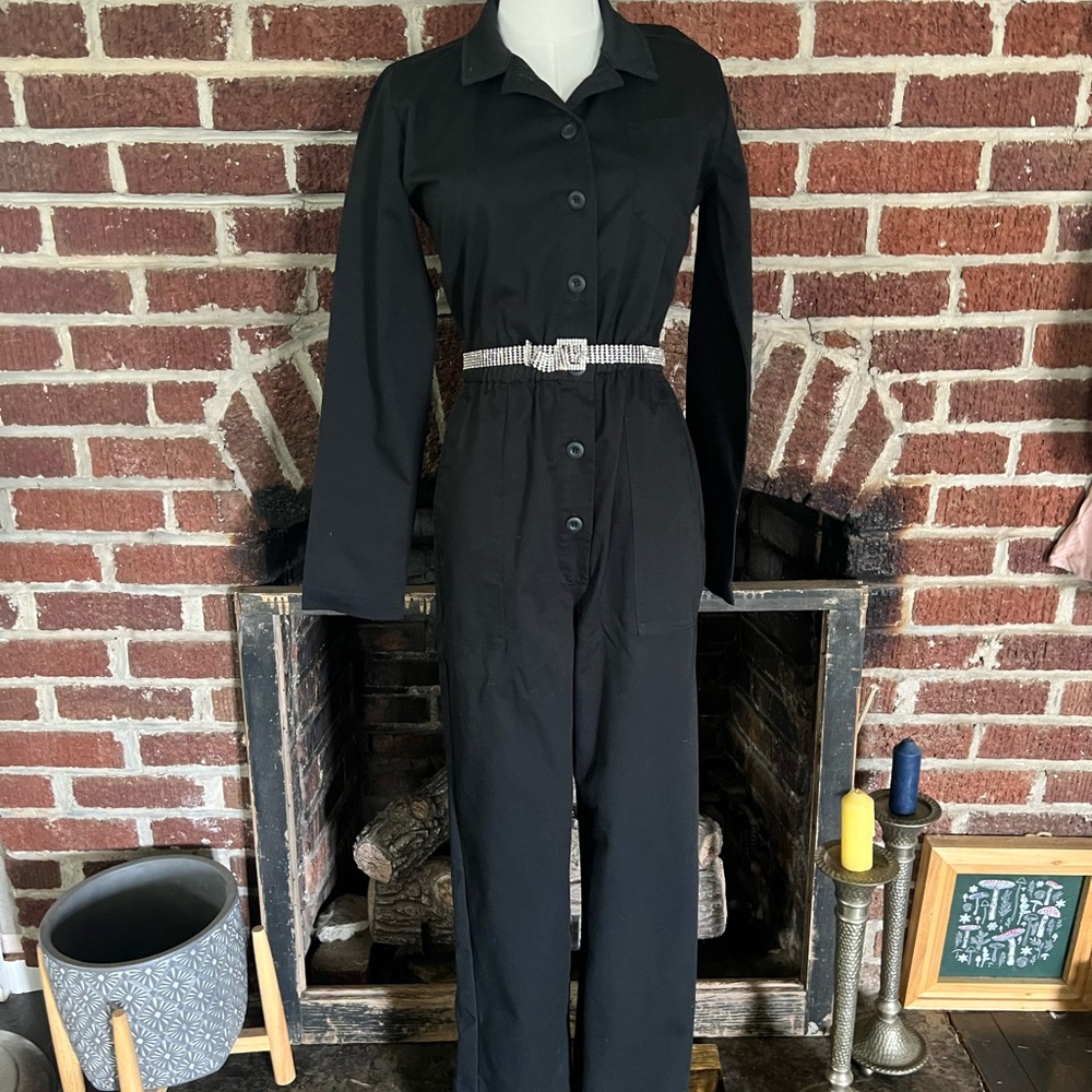 brandy melville black utility jumpsuit